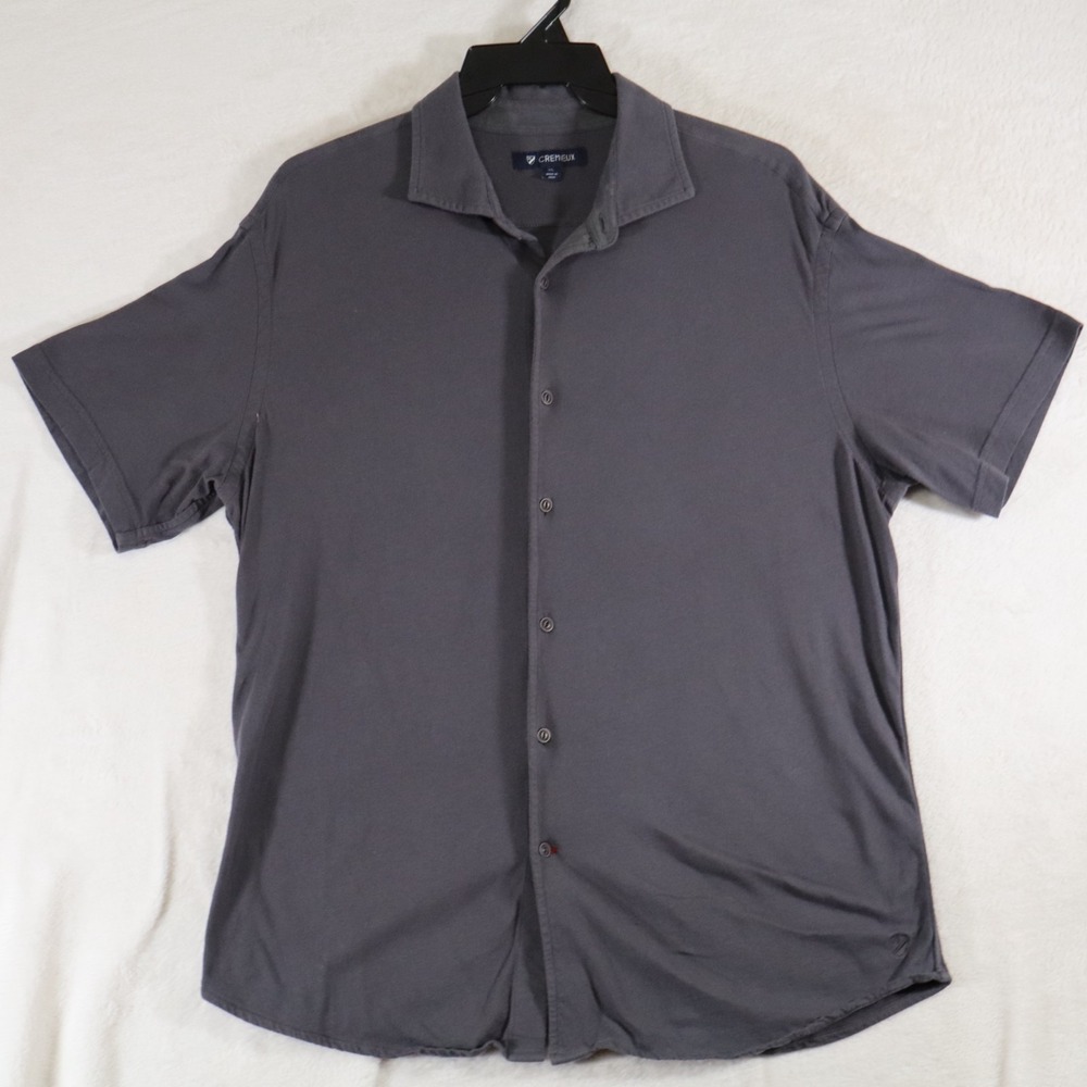 Cremieux Men's XL Short Sleeve Shirt Gray Button Front Casual Lightweight Summer